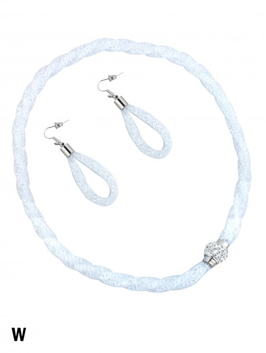 SPARKLE TWIST TUBE NECKLACE & EARRING SET